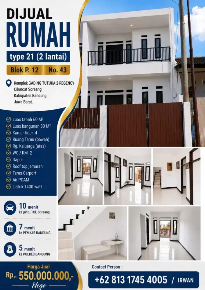 Dijual Rumah Type 21 (2 lantai) Gading Tutuka 2 Blok P.12 No.46