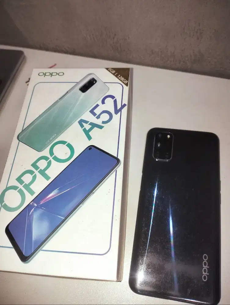 Jual Hp Oppo A52 Bekas layar mulus minus pemakaian. RAM 6GB, ROM 128GB