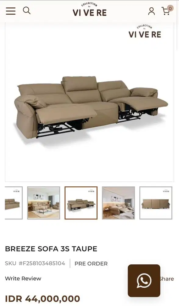 Jual Sofa Baru brand VIVERE
