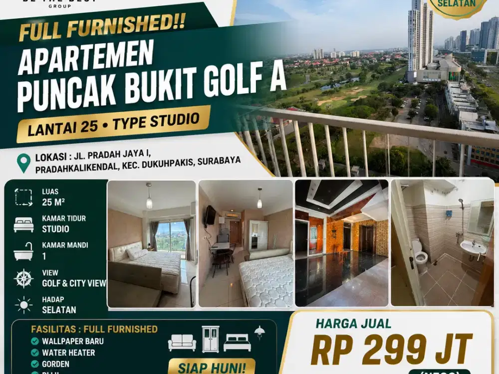 FULL FURNISHED!! APARTEMEN PUNCAK BUKIT GOLF A LANTAI 25 TYPE STUDIO