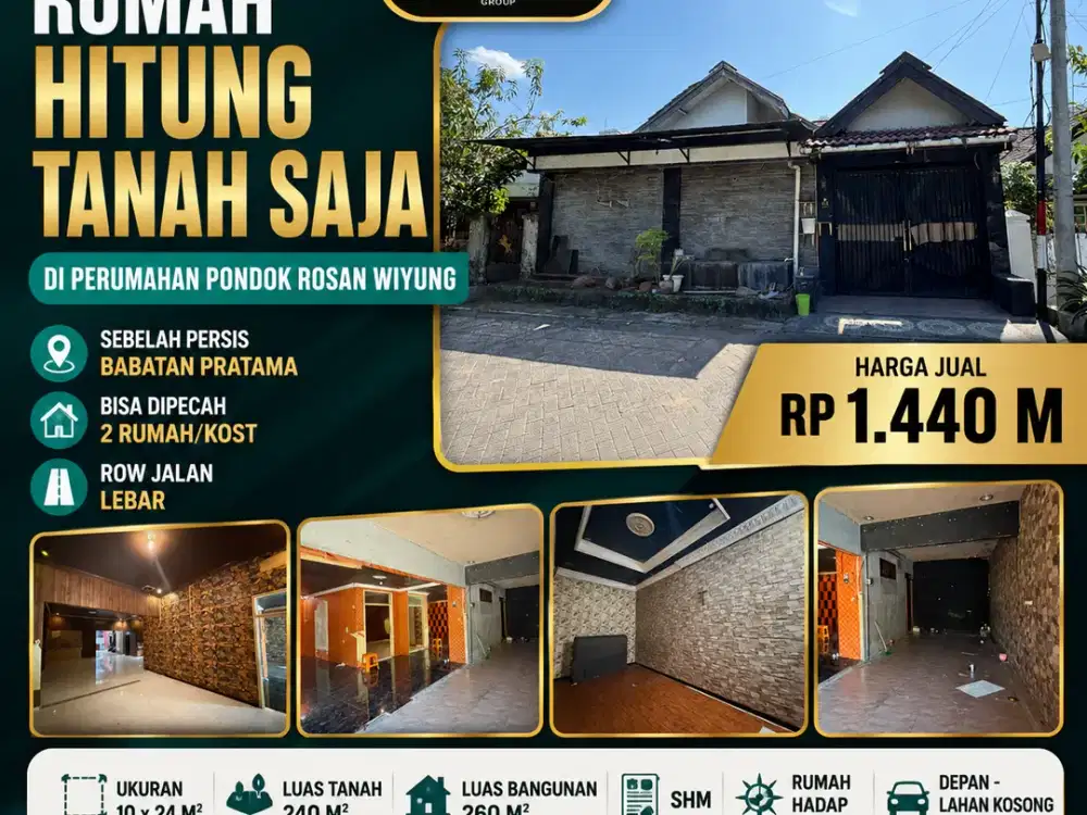 LUAS 240 M2!! DIJAMIN TERMURAH – RUMAH HITUNG TANAH SAJA DI PERUMAHAN PONDOK ROSAN WIYUNG