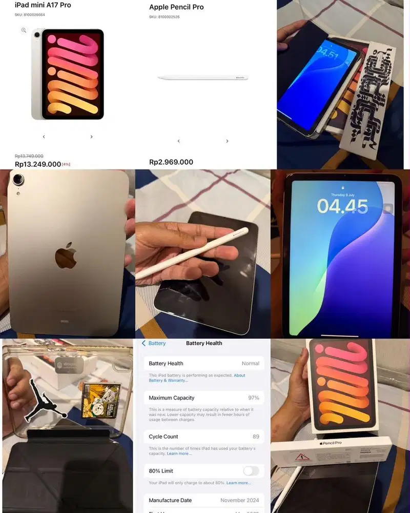 iPad Mini A17 Pro 128GB WiFi + Apple Pencil Pro Like New