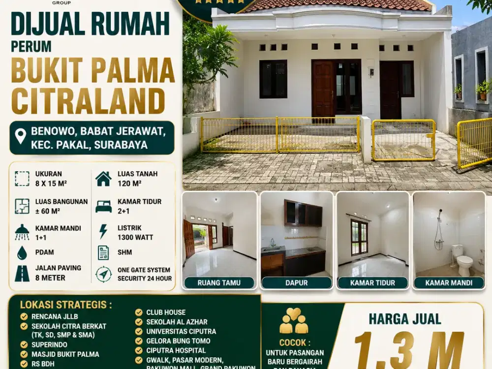LUAS 120M2!! DIJUAL RUMAH PERUM BUKIT PALMA CITRALAND DEKAT RS BDH