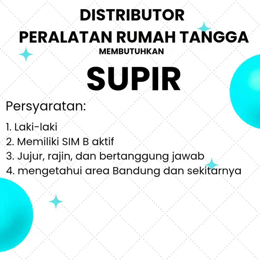 DIBUTUHKAN SUPIR
