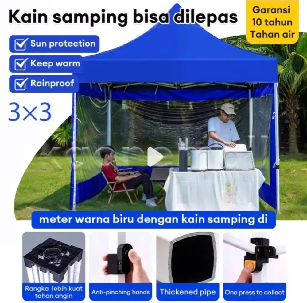 Tenda Fullset ukr 3x3m bahan 1300D