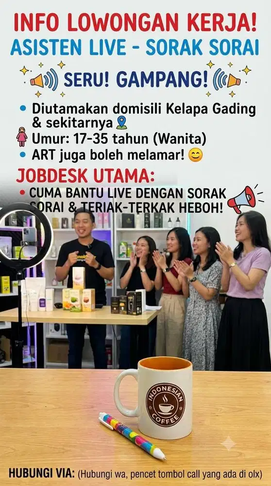 Lowongan kerja ART asisten live sorak sorai pembantu