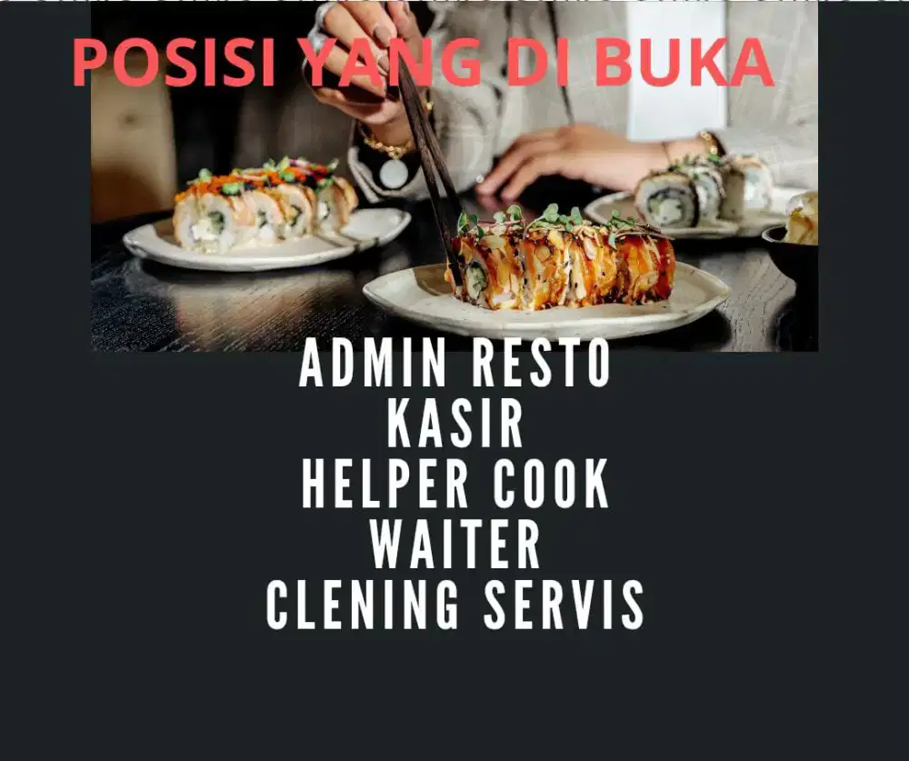 Lowongan kerja Staff Restoran Jepang segera