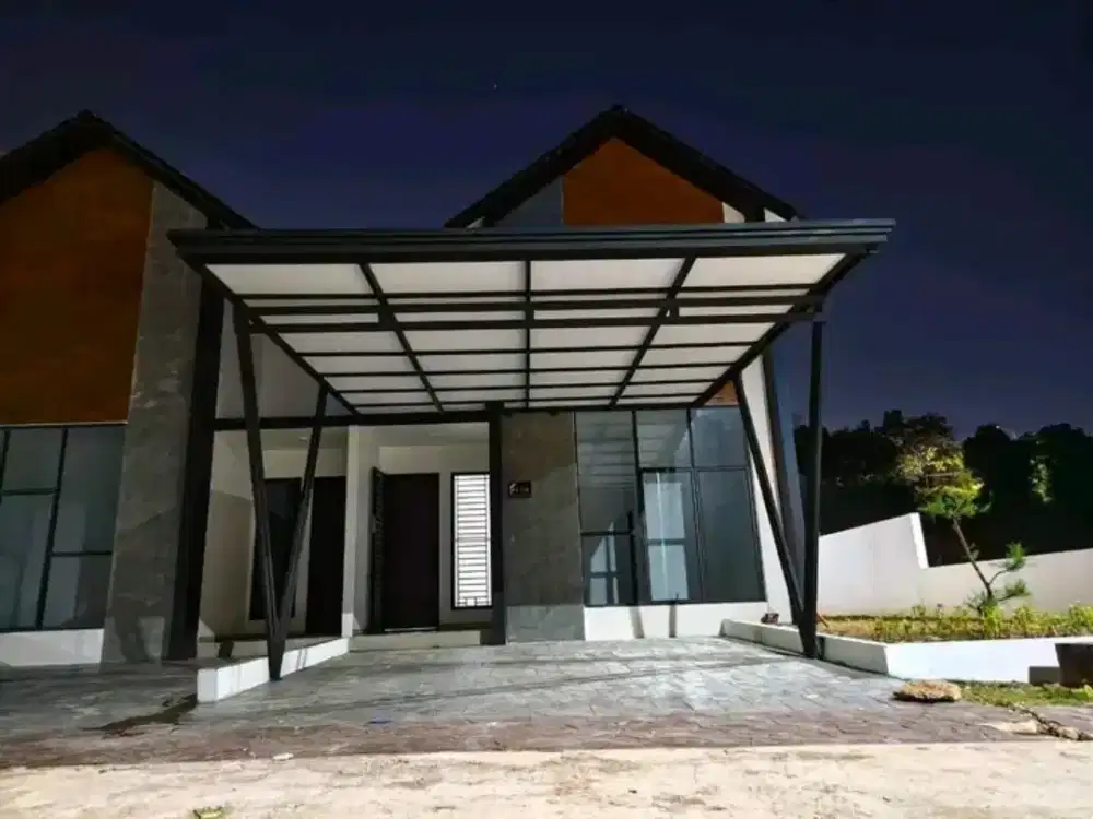 Kanopi besi minimalis dan pagar