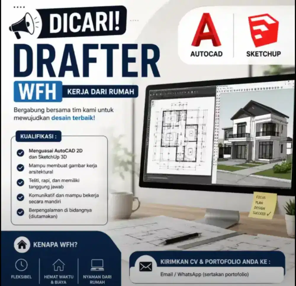 Dibutuhkan drafter wfh