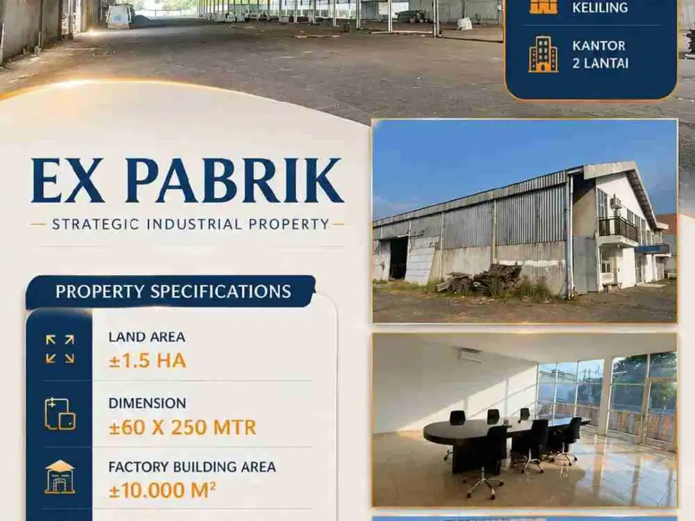 HOT LISTING
DI JUAL GUDANG EX PABRIK SIAP PAKAI DI MOJOKERTO
Lokasi strategis 
Raya provinsi 0 jln
Container 40 ft
Pagar beton keliling
 Kantor 2 lantai

LT ±1.5 ha
Dimensi ±60 X 250mtr
LB Pabrik ±10.000m²
PLN | PDAM
Lebar Depan ±60mtr
Sertifikat SHM

Har