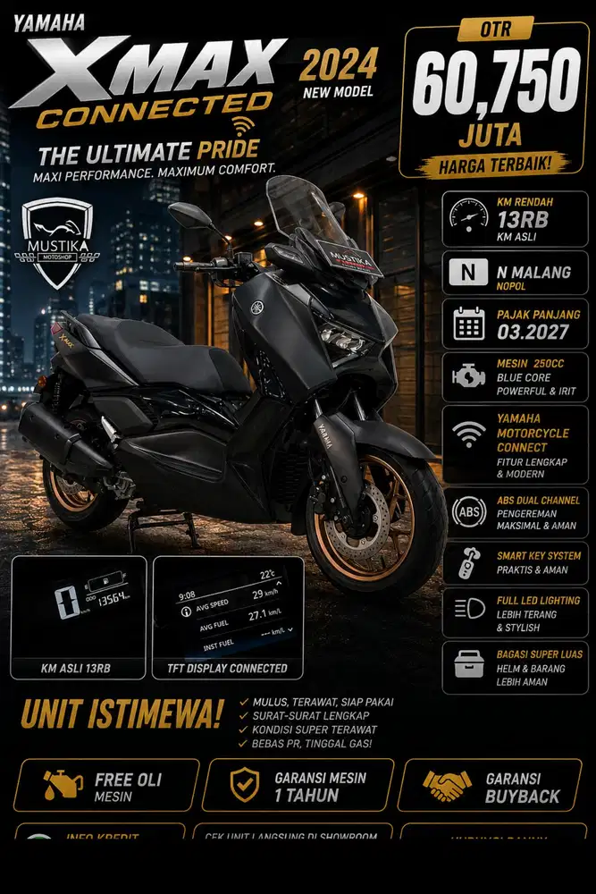 New XMAX Connected 2024. N Malang. KM 13rb. DANNY Mustika Sulfat
