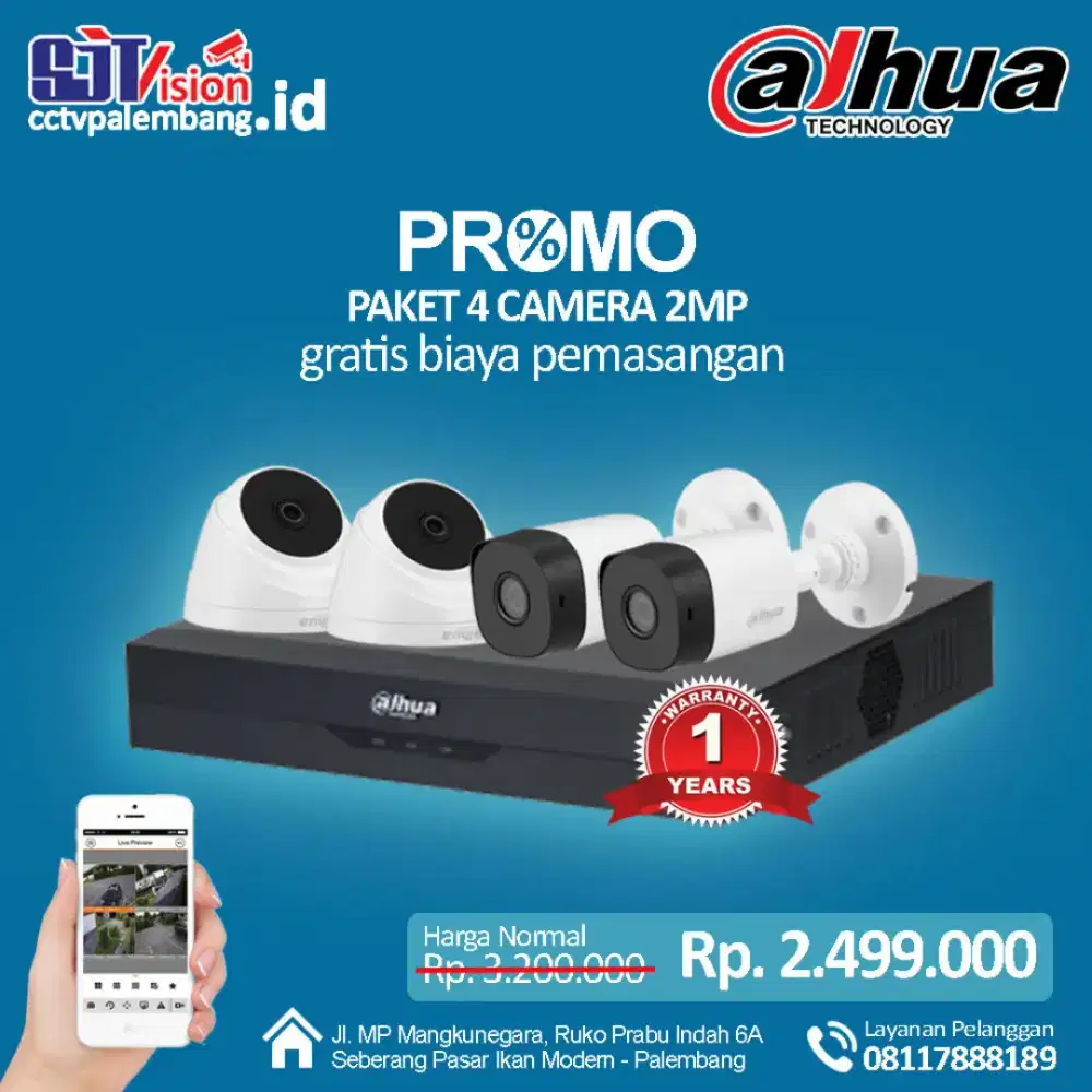 [PROMO] Paket CCTV 4 Camera Dahua 2MP Plus Pasang