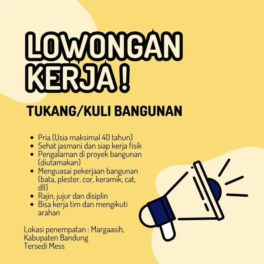 LOWONGAN KERJA BURUH PABRIK DAN BANGUNAN
