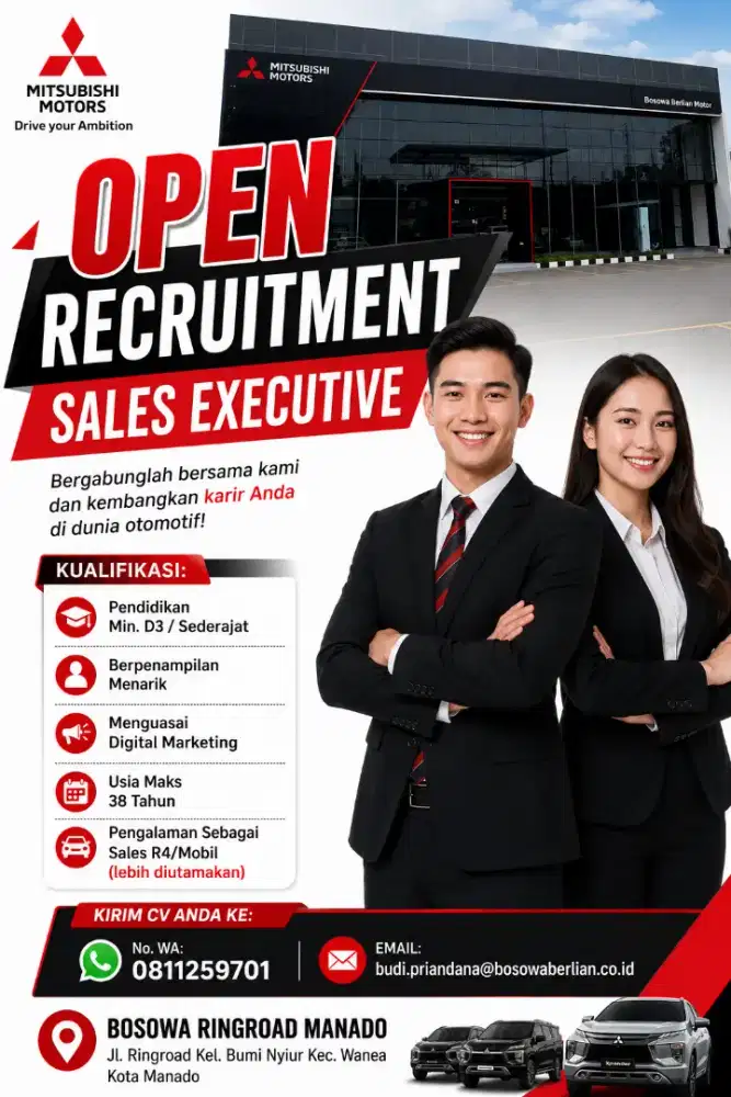 Dibutuhkan Sales Executive Dealer Resmi Mitsubishi Manado