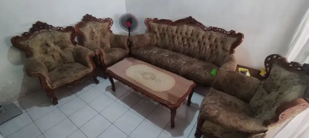 Sofa set bahan kayu jati