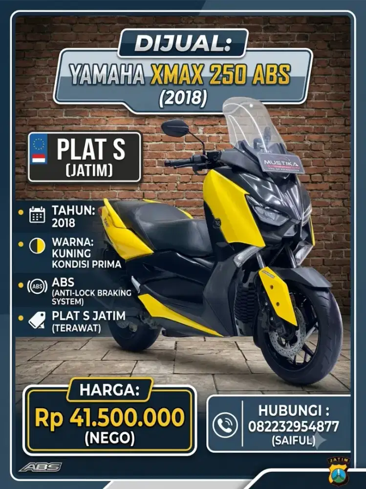 Perfect Condition!!Yamaha X Max 250cc ABS 2018 yellow Mulus-Mustika