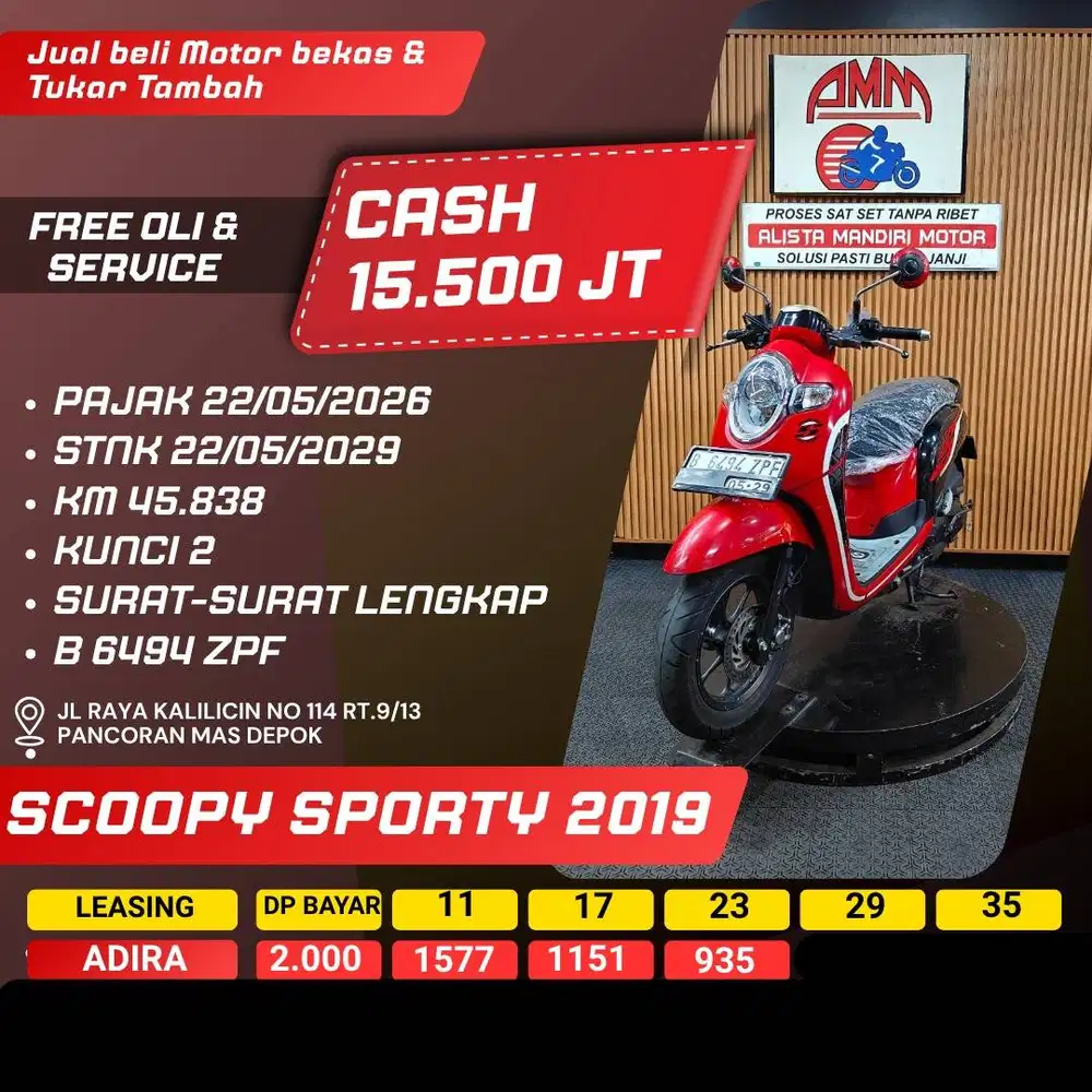 SCOOPY SPORTY 2019 KUNCI 2 SPAYLATER KREDIVO CC 0% CASH/KREDIT ALISTA