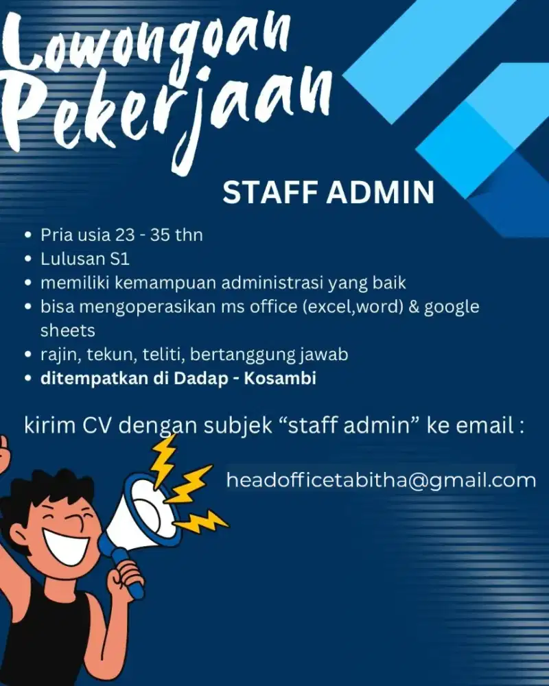 DIBUTUHKAN STAFF ADMIN DAN IT