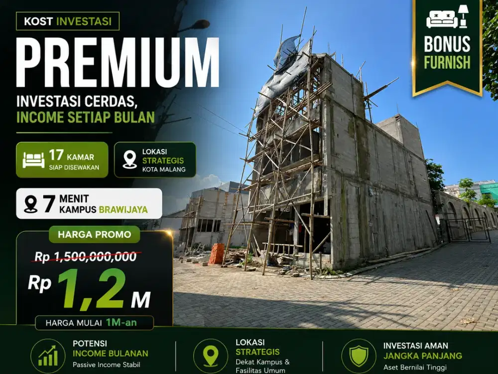 Dijual Kost 10 Kamar Merjosari Malang Dekat Kampus UMM