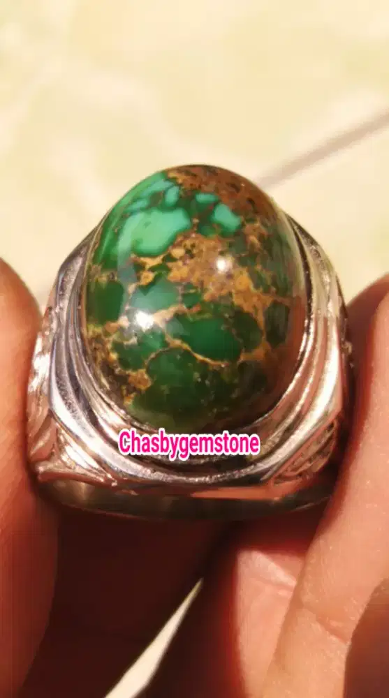 Cincin Pirus Persia serat emas-Pirus persia dwi warna urat emas HQ