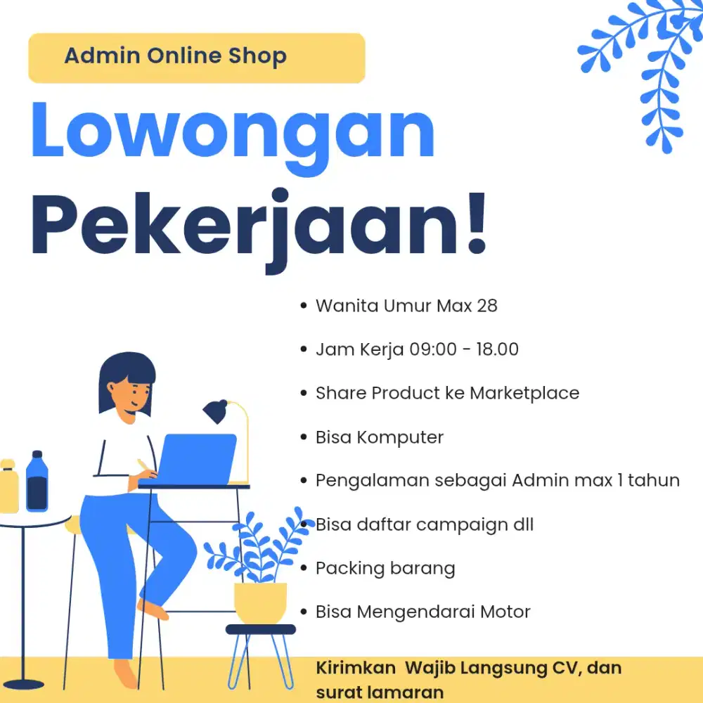 Dibutuhkan admin online shop berpengalaman