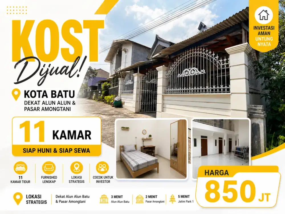 Investor Wajib Lirik Kos Produktif Dekat Destinasi Wisata Batu