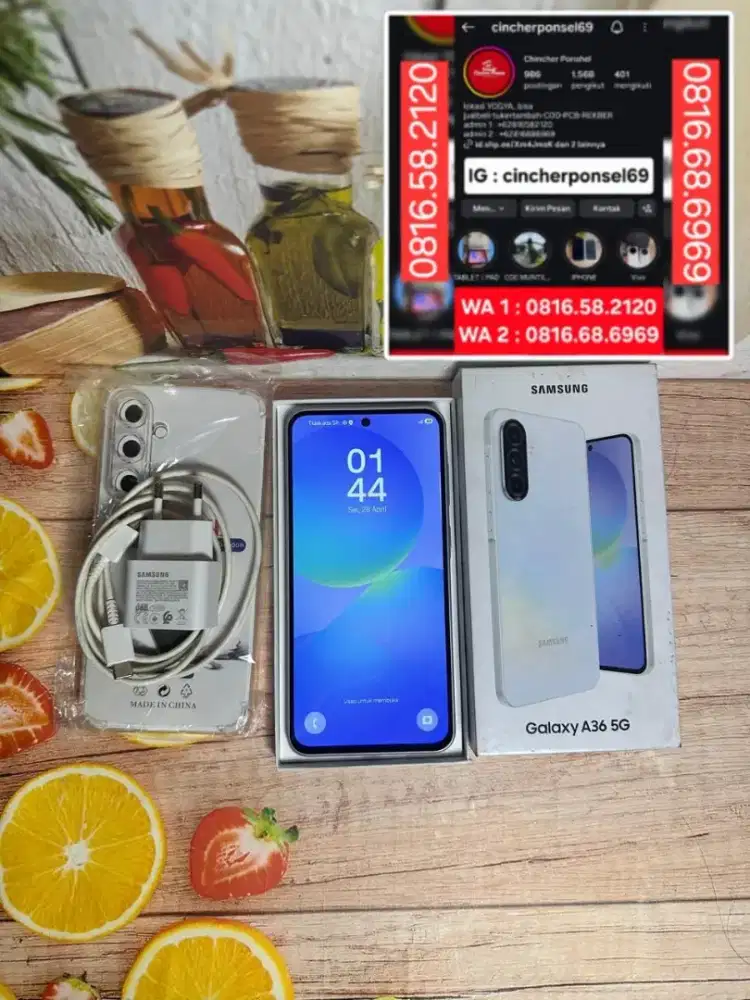 Jual hp likeNEW SAMSUNG A36 5g 8/256 ISTIMEWA grns AKTIF free adaptor