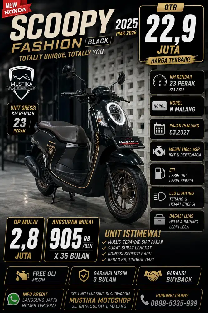Km 23 perak‼️Honda Scoopy Fashion 2025 pmk 26. DANNY Mustika Sulfat