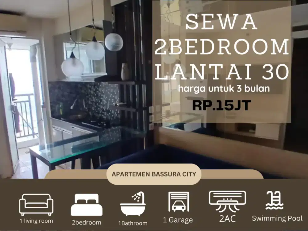sewa 2kamar full furnis atas mall apartemen bassura city