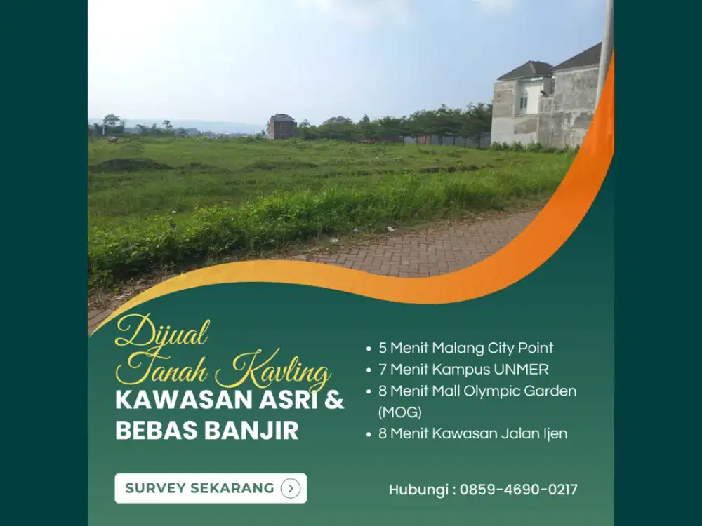 Cocok Bangun Rumah Tanah Malang Row Jalan 6 Meter 5 Menit Alun alun Malang