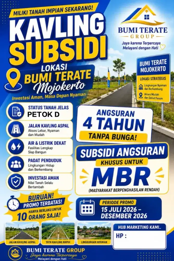 TANAH KAVLING SUBSIDI DI MOJOKERTO KEMLAGI
