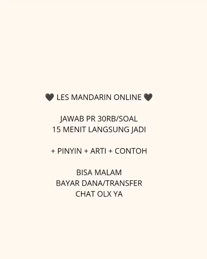 LES MANDARIN ONLINE 30RB —JAWAB PR 15 MENIT