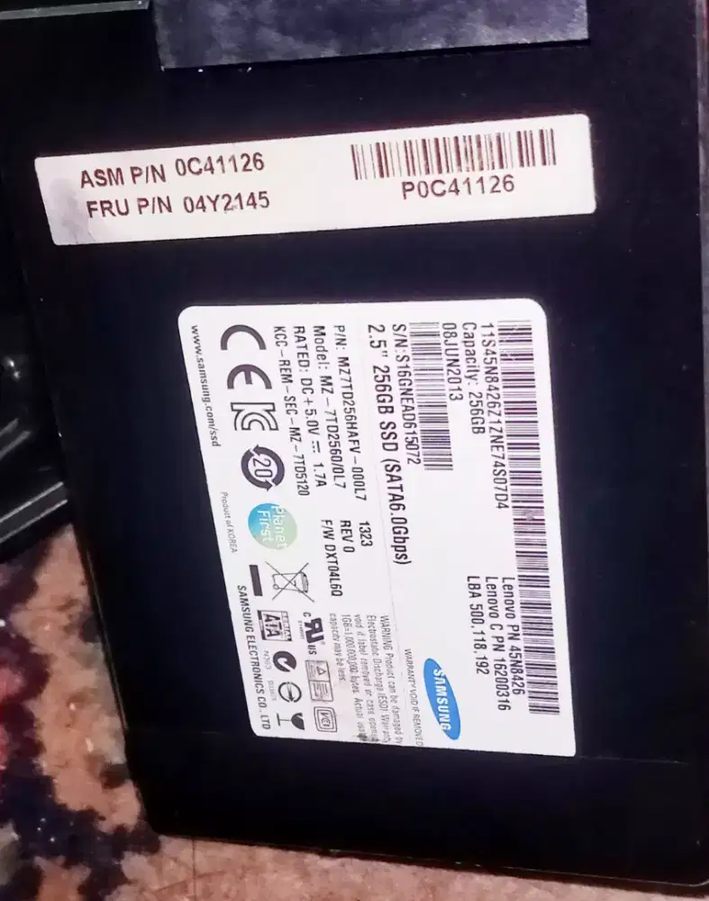 SSD SATA3 2,5' SAMSUNG 256GB GOOD CONDITION JAKSEL