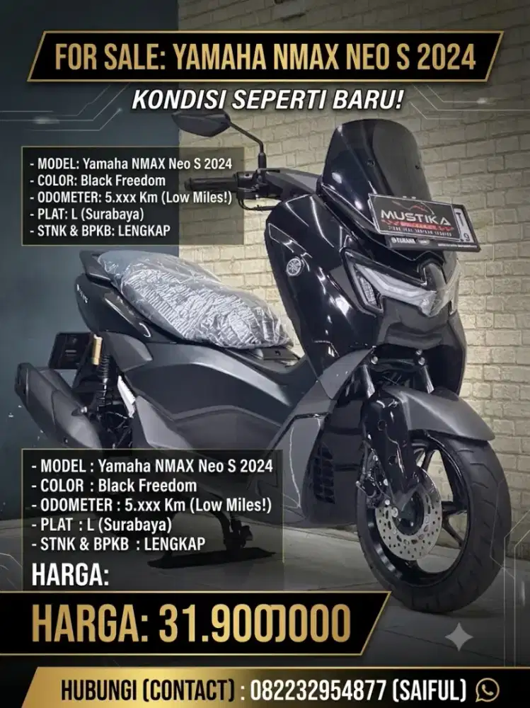 Odo 5rb Simpenan!!Yamaha N Max Neo 2024 Black Plat Jatim Mulus-Mustika