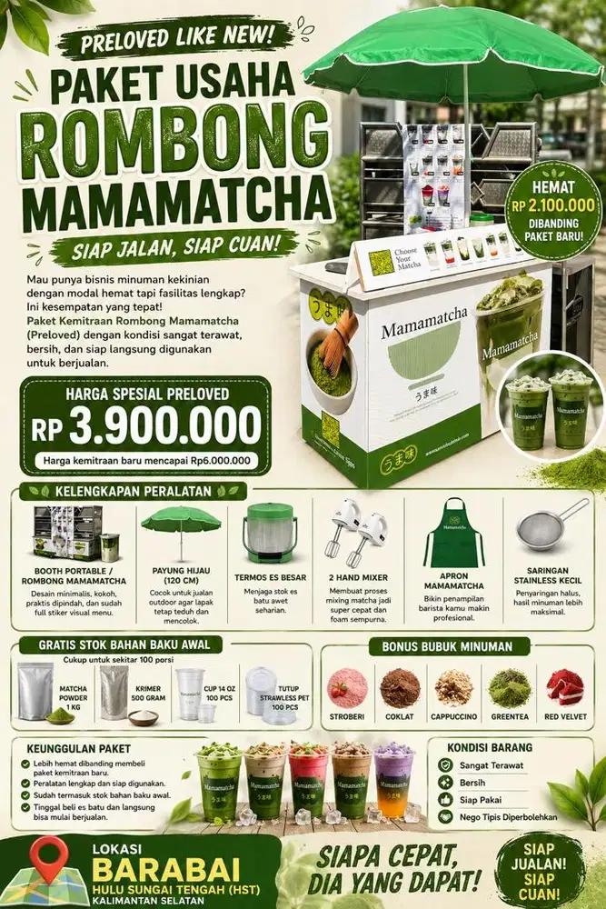 Jual rombong matcha dan perlengkapannya siap jual diajari sampai bisa