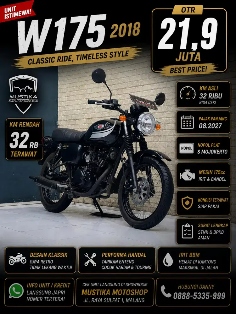 W175 SE Black 2018. Km 32rb terawat. DANNY Mustika Sulfat