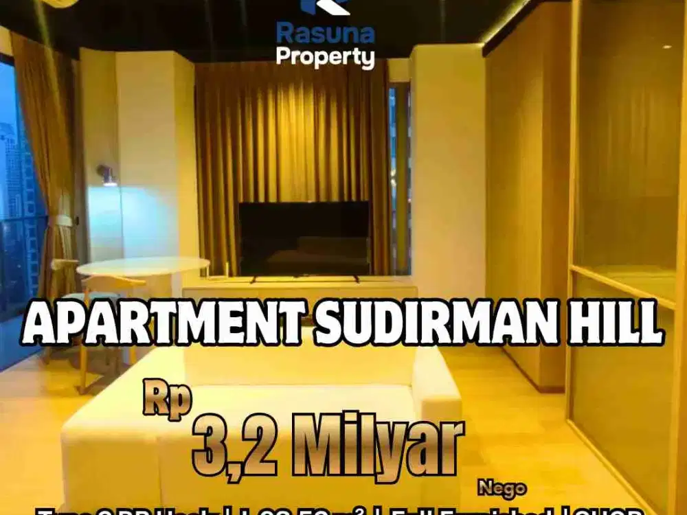 Dijual, Apartment Sudirman Hill, type 2 BR (Hook), Full Furnished, SHGB, Siap Huni