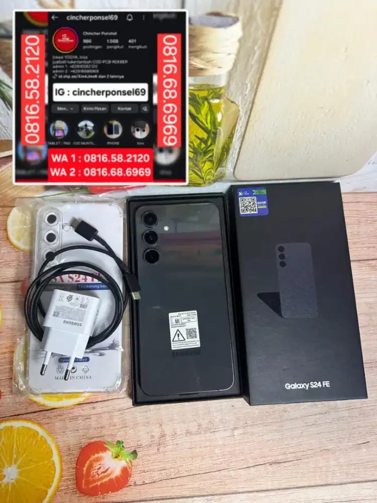 Jual hp likeNEW SAMSUNG S24 fe 5g 8/256 istimwa grns resmi FRE adaptor