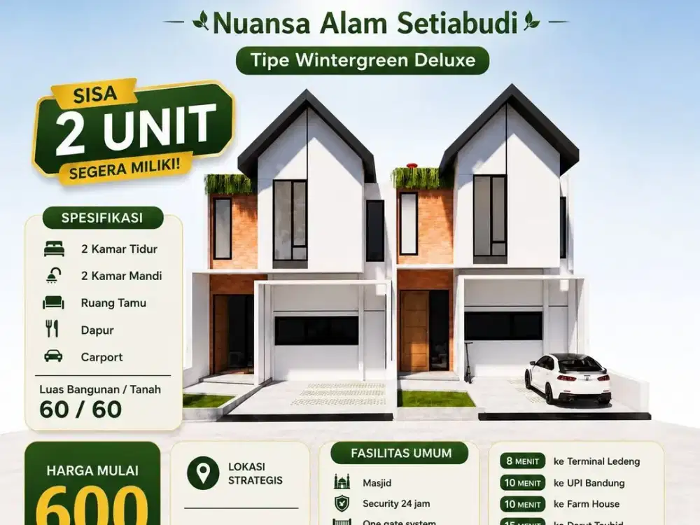 Rumah modern dengan desain nyaman untuk keluarga muda maupun investasi kos mahasiswa di lembang bandung