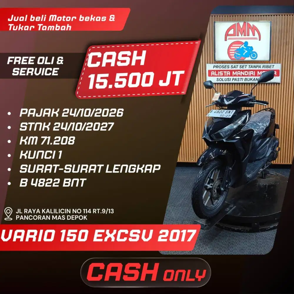 VARIO 150 EXCSV 2017 PAJAK HIDUP SPAYLATER KREDIVO CC CASH ONLY ALISTA