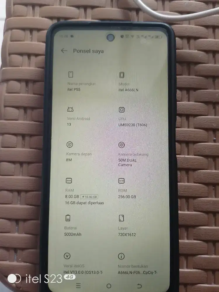 Itel p55 tipe tertinggi udh nfc rom 8+16 ram 256
