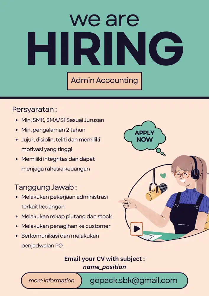 [Lowongan Kerja] Admin Accounting