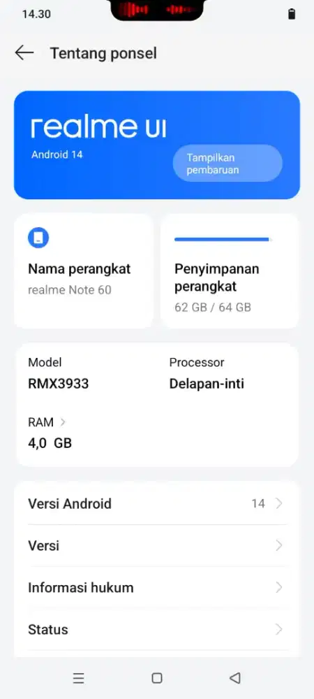 DI JUAL CEPAT REALME NOTE 50 4/64 GB NO MINUS