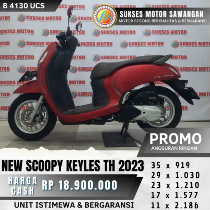 BERGARANSI NEW SCOOPY KEYLES TH 2023 MERAH DOF MULUS BISA CASH KREDIT