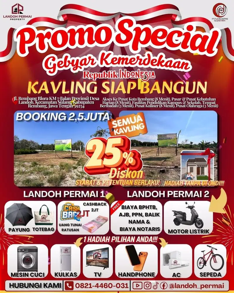 DISKON 25%  SEMUA KAVLING SIAP BANGUN - LANDOH PERMAI 1 & 2 - REMBANG