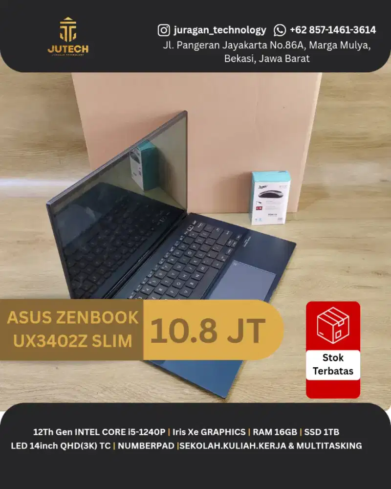 LAPTOP ASUS ZENBOOK UX3402Z SLIM CORE i5 GEN 12 RAM 16GB TOUCHSCREEN
