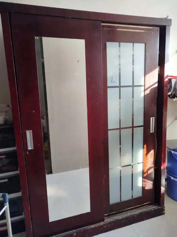 LEMARI KAYU PAKAIAN KNOCKDOWN SLIDING DOOR
