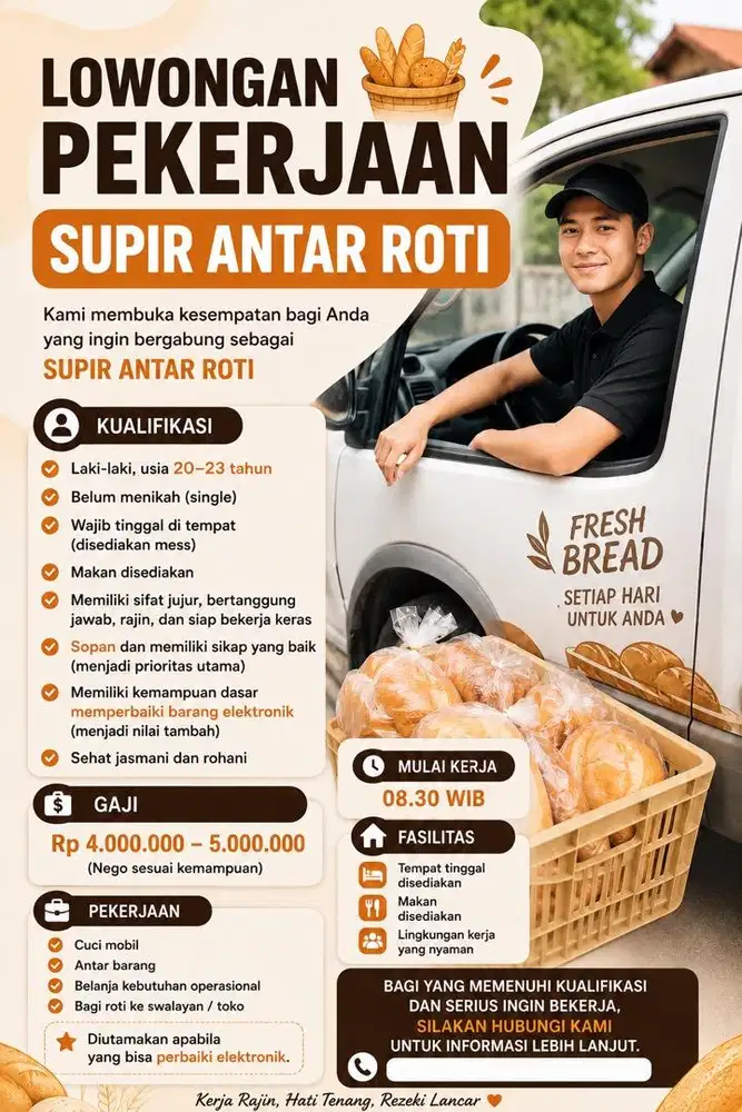 Di butuhkan supir laki2