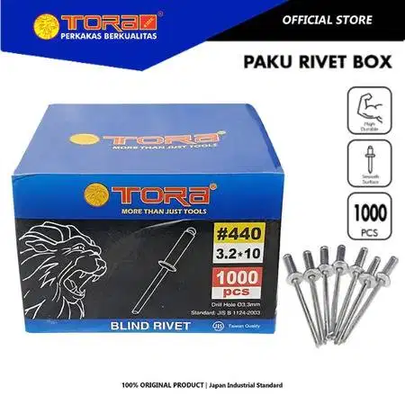 TORA Paku Rivet 440 3.2 x 10 mm Box Warna Silver (1000 pcs)/Paku Rivet