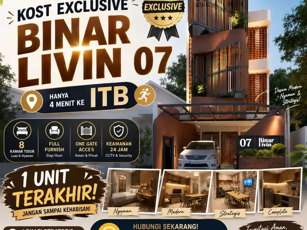 Dijual Kost Premium 8 Kamar Full Furnish, Lokasi Super Strategis